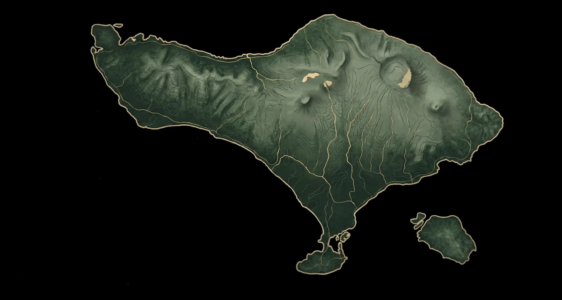 Illustrated topographic map of Bali